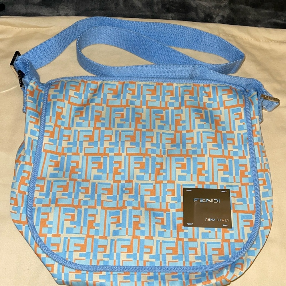 Fendi white Zucca nylon crossbody multicolor preloved excellent condition
